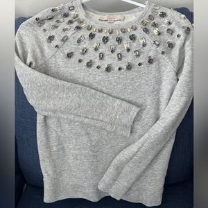 Loft jeweled sweater. XSP, gray sweater.